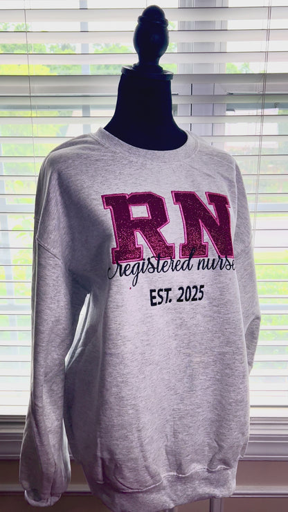 Glitter Registered Nurse Over Sweatshirt